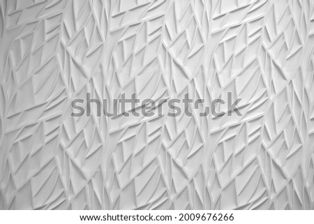White grey wall, floor with 3d abstract elements, cracks, paint, texture background