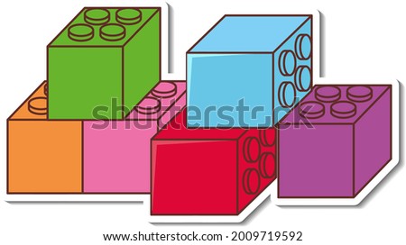 Sticker design with many lego bricks illustration