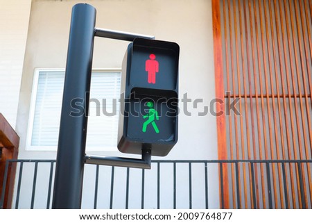 Red and Green light of pedestrian traffic light.