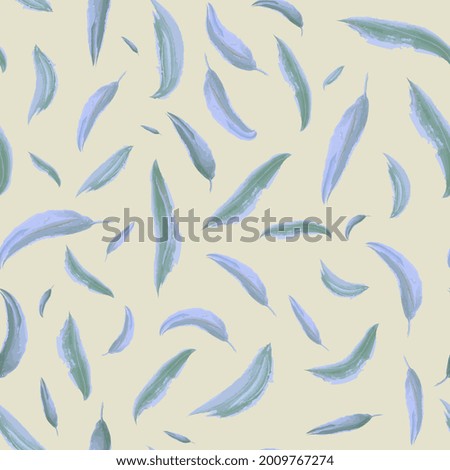 watercolor twigs with leaves seamless pattern. Tropical natural background. 