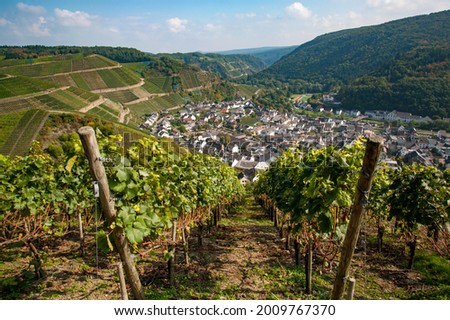 Ahr Valley, Rhineland Palatinate, Germany: Village of Dernau as seen from the vineyards along the 'Rotweinwanderweg', the Red Wine Hiking Trail in Germany's Ahr Valley Royalty-Free Stock Photo #2009767370