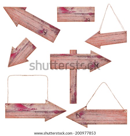 Collections of Wooden Arrows isolated on white background