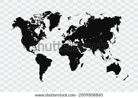 World map black Color on Backgound png