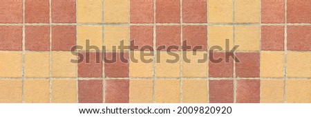 Panorama of Brown terra cotta floor tiles outside the building pattern and background seamless