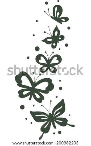 Stencil Illustration Featuring Butterflies Fluttering About