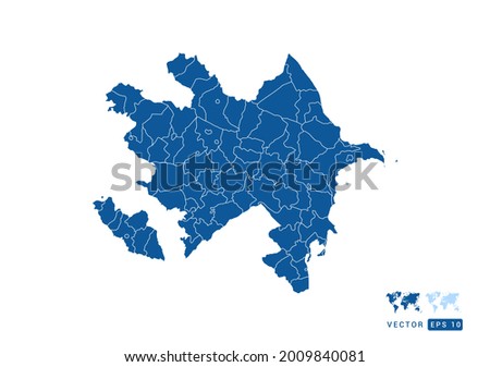 Abstract blue Azerbaijan map vector on white background.