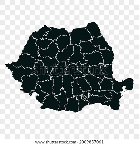 Romania map vector. dark color. isolated on transparent background.