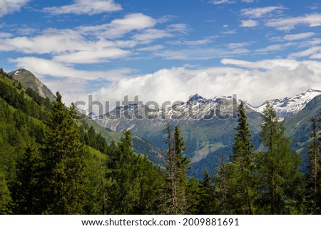 panoramic view of the Austrian alps in summer next to Matrei, Osttirol Austria  Royalty-Free Stock Photo #2009881691
