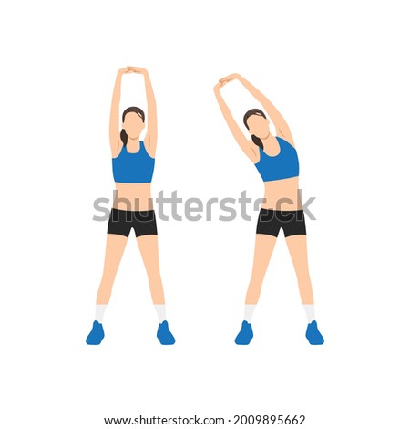 Woman doing Arm stretching exercise. Flat vector illustration isolated on white background Royalty-Free Stock Photo #2009895662