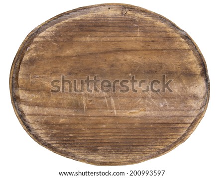 old oval wooden plaque isolated on white background