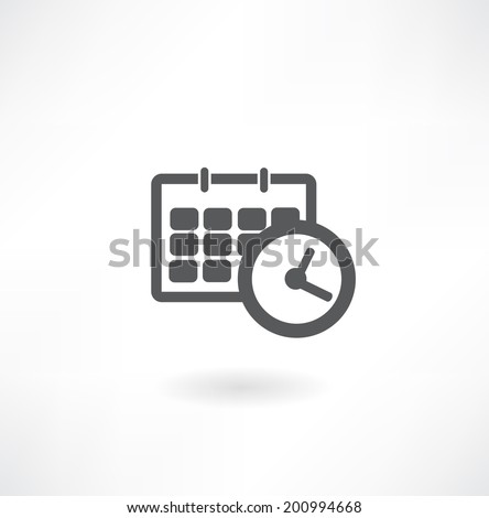 schedule icon - office clock with calendar Royalty-Free Stock Photo #200994668