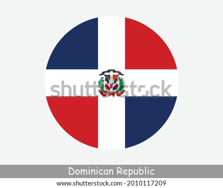 Dominican Republic Round Circle Flag. Dominican Circular Button Banner Icon. Quisqueyan Flag EPS Vector Royalty-Free Stock Photo #2010117209