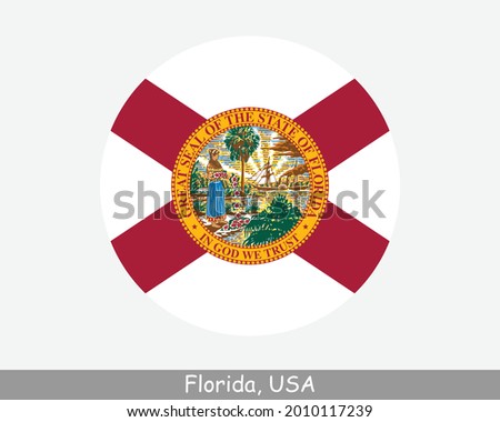 Florida Round Circle Flag. FL USA State Circular Button Banner Icon. Florida United States of America State Flag. Sunshine State EPS Vector
