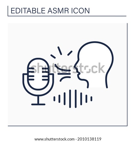 ASMR line icon. Man blowing into microphone. High frequency. Internet trend concept. Isolated vector illustration. Editable stroke