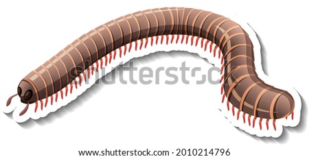 A sticker template with Millipede isolated illustration