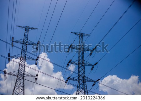 Close-up view of the electricity pole, which is used to transport energy to various cities, in the industry or in lighting.