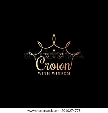 Crown with wisdom sign on black background