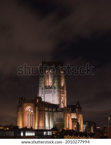 Night time image of the rooftops of liverpool, united kingdom