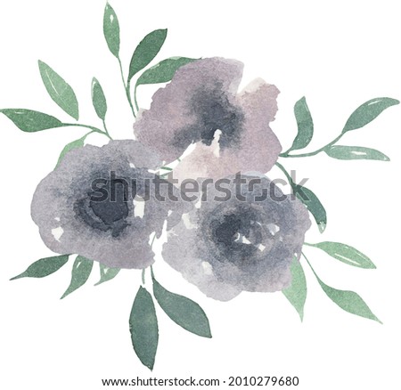 Watercolor flower arrangement clipart, Pastel blush pink rose printable art, Spring blue floral clip art, summer bouquet sublimation design