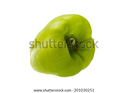 Green bell pepper isolated on white background