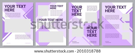 Purple creative brochure template. Service instruction. Flyer, booklet, leaflet print, cover design with copy space. Your text here. Vector layouts for magazines, annual reports, advertising posters