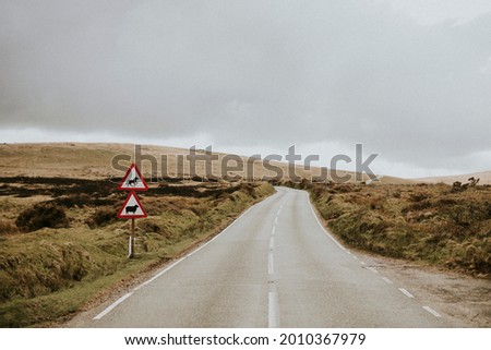 Scenic empty countryside road in Wales, UK