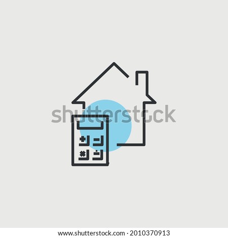 house mortgage and expenses vector icon house with calculator