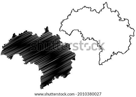 Regensburg district (Federal Republic of Germany, rural district Upper Palatinate, Free State of Bavaria) map vector illustration, scribble sketch Regensburg map