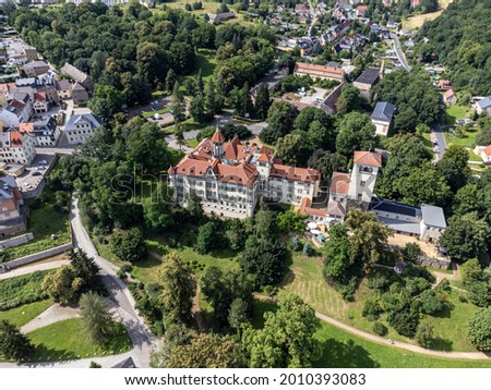 Aerial view of Waldenburg Castle in Saxony