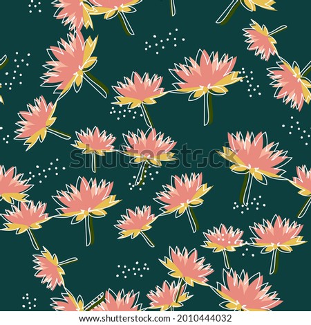 Seamless pattern floral style background with leaves
