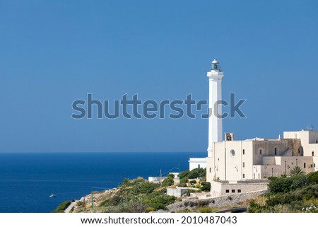 Santa Maria di Leuca lighthouse, Castrignano del Capo, Apulia region, Italy Royalty-Free Stock Photo #2010487043