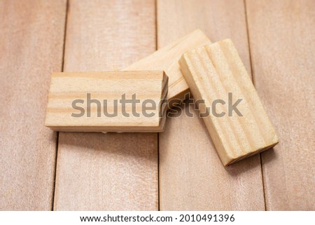 A closeup shot of small wood pieces on the table