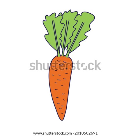 Carrot vector icon. Hand drawn sketch food illustration in doodle style. Smiley.