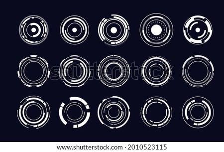 Set of Sci Fi Modern User Interface Elements. Futuristic Abstract HUD. Good for game UI. Circle elements for data infographics. Vector Illustration Royalty-Free Stock Photo #2010523115