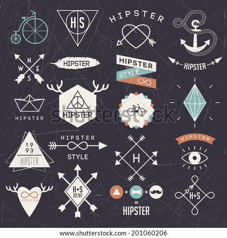 Hipster style elements and labels 