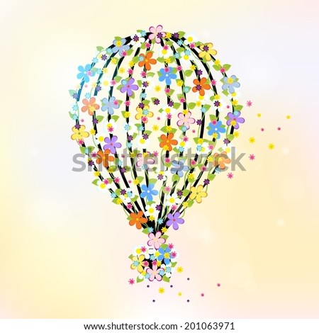 Balloon made from different colourful flowers