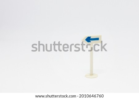 small traffic sign to turn left isolated on white background