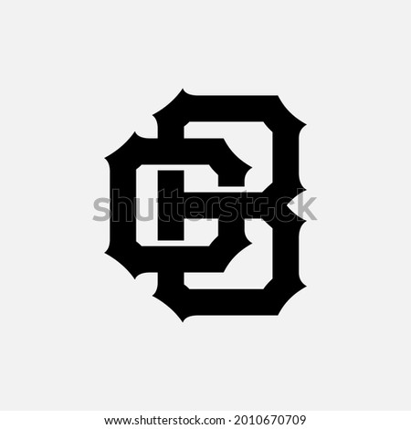 Initial letters D, B, DB or BD overlapping, interlocked monogram logo, black color on white background