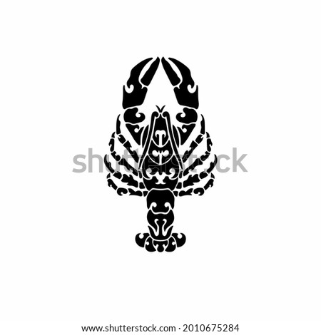 Tribal Lobster Logo. Tattoo Design. Stencil Vector Illustration.