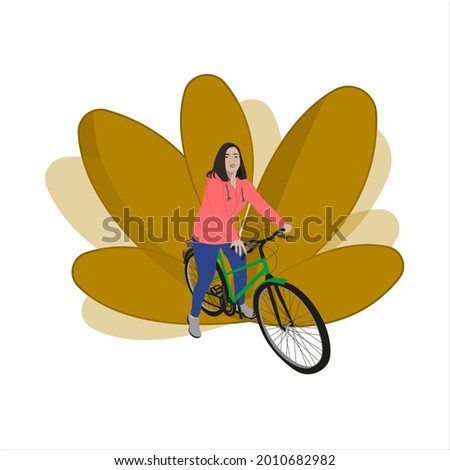 girl on a bicycle pedal in a tracksuit. A day without a car. Woman on a bike. Bicycling.
Stylish female hipsters on a bike, full face view, isolated