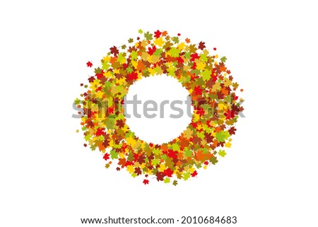 Colorful autumn leaves frame. Realistic foliage. Canadian maple. Abstract background. Vector illustration, EPS 10.