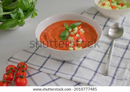 Spanish tomato soup Gazpacho stock photo