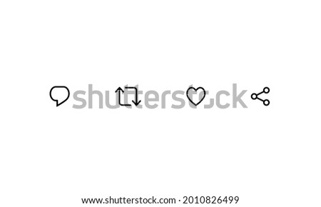 Reply Tweet, Retweet, Like, and Share. Icon Set of Social Media Elements. Vector Illustration	 Royalty-Free Stock Photo #2010826499