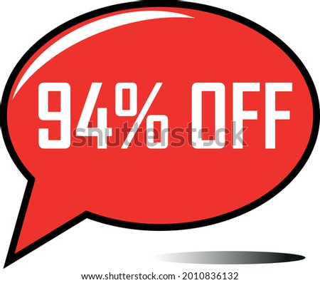 94 percent off red balloon, floating balloon for discount promotional offers, super sale, super offer, reduct balloon with white font and dark shadow
