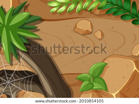 Top view of garden close up scene illustration