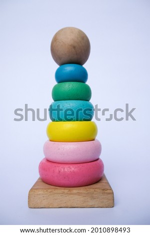 Colorful kids toys isolated white background 