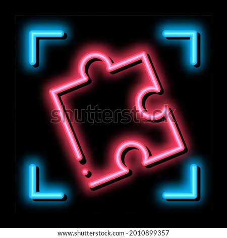 puzzle element neon light sign vector. Glowing bright icon puzzle element sign. transparent symbol illustration