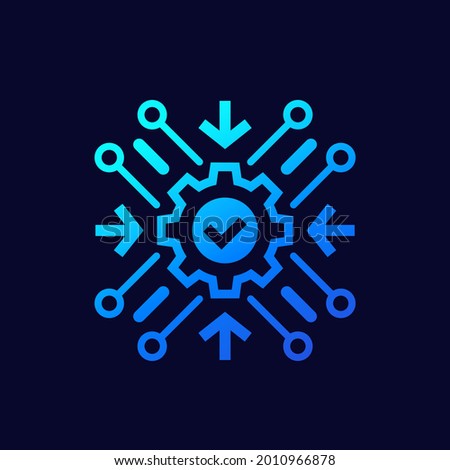 Integration process icon with a gear, vector