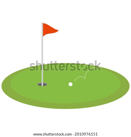Clip art of golf course. A ball on the putting green.