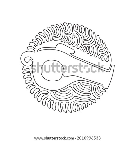 Single one line drawing whistle referee. Coach gym whistle. Sports sign play game, coach or trainer equipment. Swirl curl circle background style. Modern continuous line draw design graphic vector